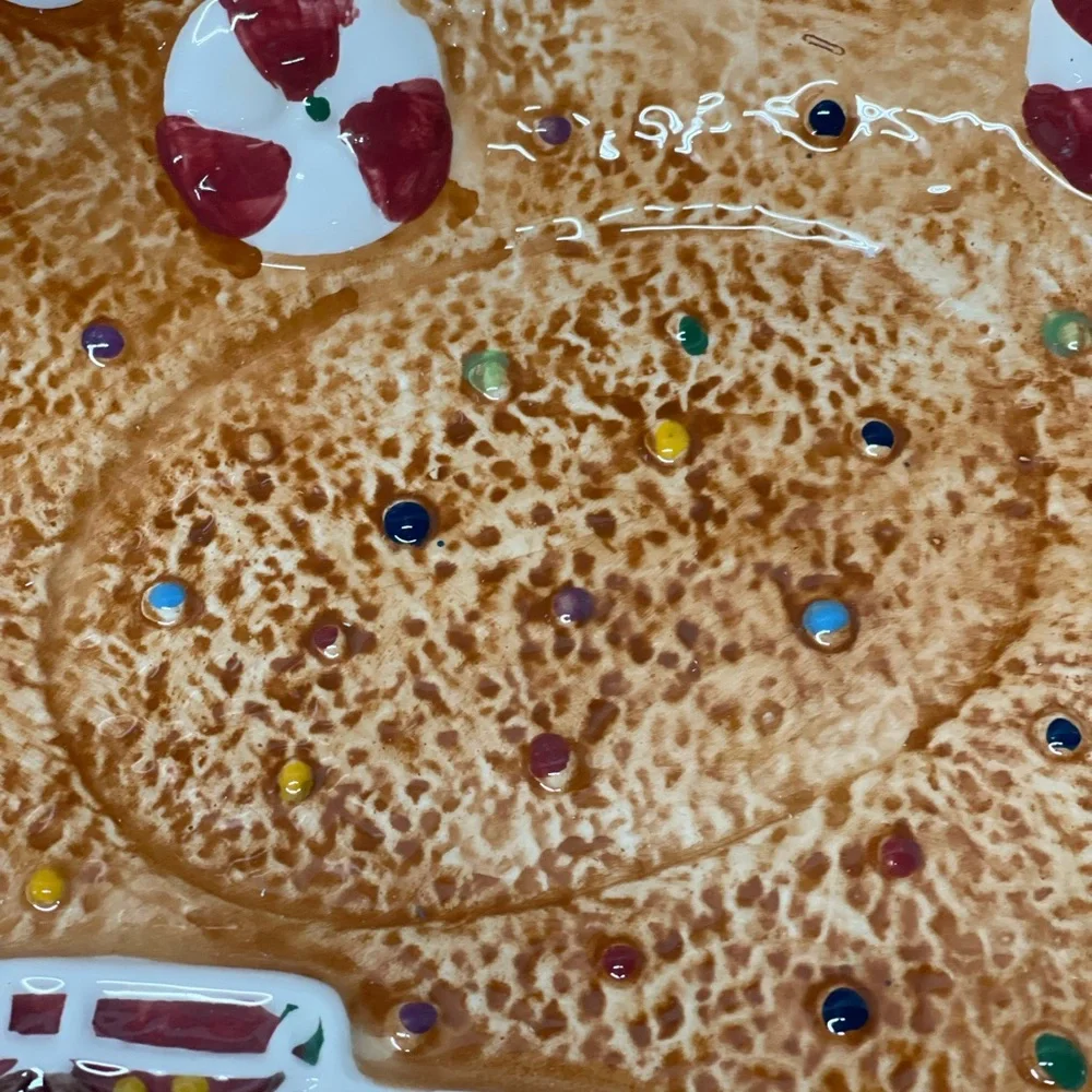 🎄Cardinal Gingerbread Chip & Dip Set Handpainted Ceramic Holiday Christmas Bowl